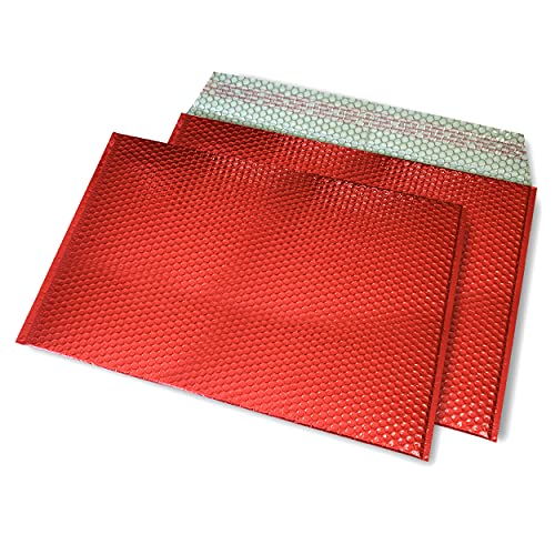 10 Stück Snooploops Luftpolster-Briefumschläge, Farbige Metallische Luftpolsterumschläge Format 320x450 mm, mit Selbstklebeverschluß, Metallic Bubblebag Versandtaschen / A3 (rot) von Snooploops