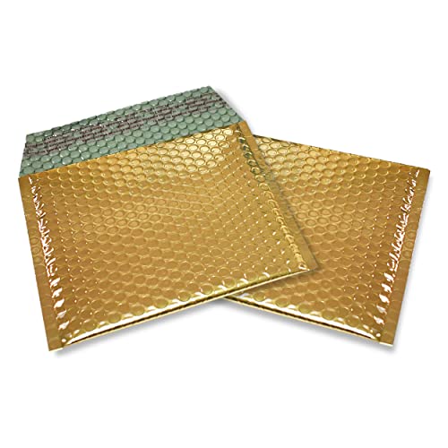 20 Stück Snooploops Luftpolster-Briefumschläge, Farbige Metallische Luftpolster-Versandtaschen Format 165x165 mm, mit Selbstklebeverschluß, Metallic Bubblebag Versandtaschen/CD (gold) von Snooploops