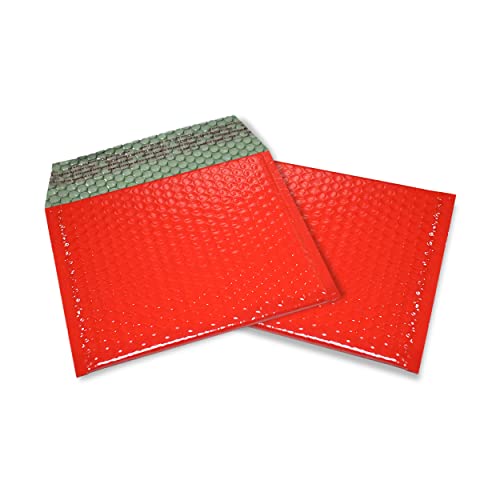 20 Stück Snooploops Luftpolster-Briefumschläge, Farbige Metallische Luftpolster-Versandtaschen Format 165x165 mm, mit Selbstklebeverschluß, Metallic Bubblebag Versandtaschen/CD (rot) von Snooploops