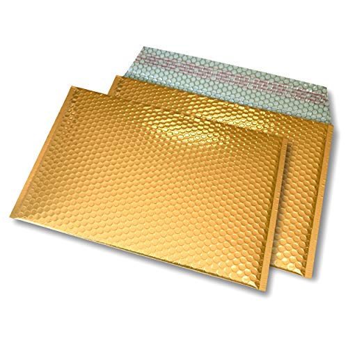 20 Stück Snooploops Luftpolster-Briefumschläge, Farbige Metallische Luftpolsterumschläge Format 325x235 mm, mit Selbstklebeverschluß, Metallic Bubblebag Versandtaschen / A4 (gold) von Snooploops