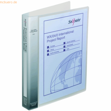 10 x Snopake Präsentations-Ringbuch Executive A4 4 Ringe 25mm farblos von Snopake