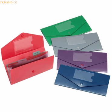 5 x Snopake Reisedokumentenhülle Fusion DINlang farbig sortiert von Snopake