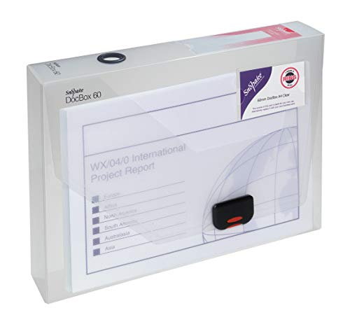 Snopake DocBox 12871 Aktenmappe Polypropylen mit Druckverschluss 60 mm Rückenbreite A4 transparent von Snopake