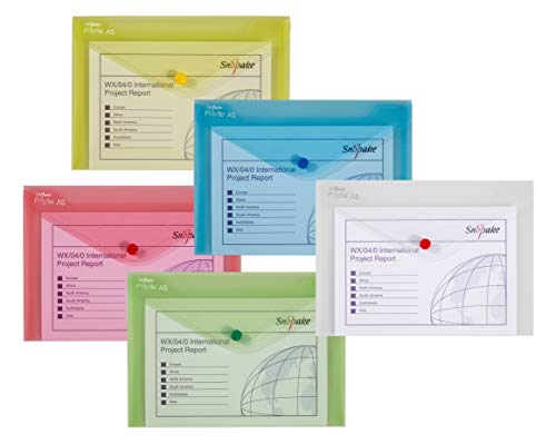 Snopake Polyfile Classic Wallet Datei Polypropylen A5 Assorted Ref. 11395 [Pack 5] sortiert von Snopake