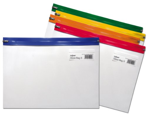 Snopake Zippa Bag 'S' Dokumententasche Reißverschluss A4 5 Stück transparent/farblich sortiert von Snopake