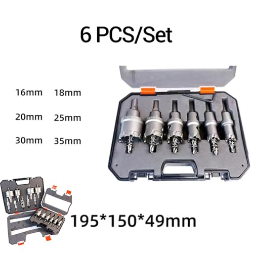 10 Stück Lochsäge Set,Lochsäge Hartmetall-Bohrer, Hochwertiger TCT Metall Lochsäge Bohrer,TCT Lochbohrer Bohrer,für Edelstahl, Eisen, Legierung, Holz, Kunststoff (6PCS) von Snrtevu