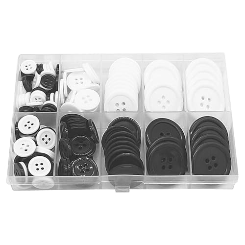 4 Holes Resin Buttons, Buttons for Sewing, 160 Pieces Round Resin Buttons, Black and White Resin Buttons, Sewing Buttons Set with Compartment Box, Assorted Resin Buttons for Sewing and Button Making von Snsengg