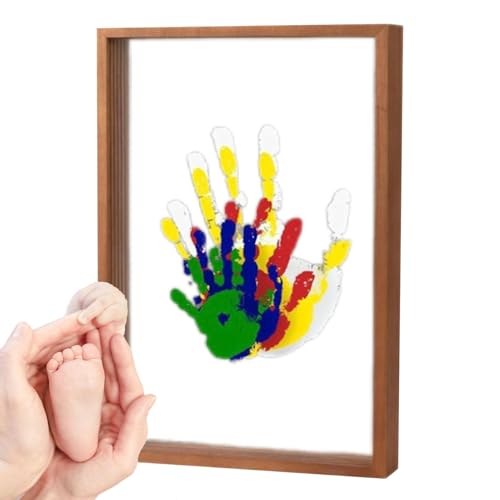 Snsengg Keepsake Handprint Frame, Expecting Parent Handprint Kit, Wooden Craft Frame, Baby-Safe Transparent Sheets for New Parents to Create Lasting Baby Memories von Snsengg