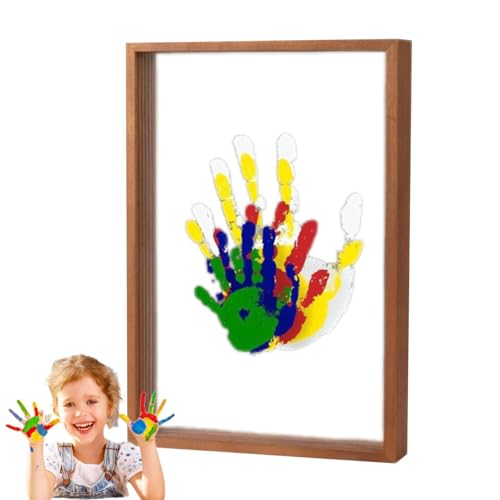 Snsengg Transparent Handprint Frame, Wooden Keepsake Kit, Baby-Safe Handprint Craft Set, Clear Transparent Sheets for New Parents to Create Cherished Baby Memories von Snsengg