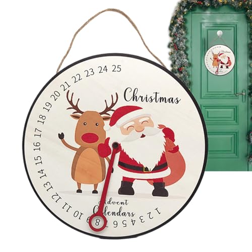 Weihnachts-Countdown-Uhr, Weihnachts-Countdown-Ornament, Advents-Countdown-Kalender-Schild, Holz-Advents-Countdown-Ornament, 30 x 30 cm, Urlaubs-Countdown-Requisiten für Arbeitszimmer und Winterferien von Snsengg