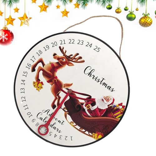 Weihnachts-Countdown-Uhr, Weihnachts-Countdown-Ornament, Advents-Countdown-Kalender-Schild, Holz-Advents-Countdown-Ornament, 30 x 30 cm, Urlaubs-Countdown-Requisiten für Arbeitszimmer und Winterferien von Snsengg