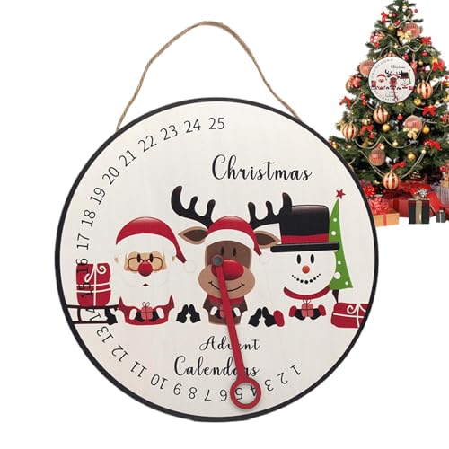 Weihnachts-Countdown-Uhr, Weihnachts-Countdown-Ornament, Advents-Countdown-Kalender-Schild, Holz-Advents-Countdown-Ornament, 30 x 30 cm, Urlaubs-Countdown-Requisiten für Arbeitszimmer und Winterferien von Snsengg