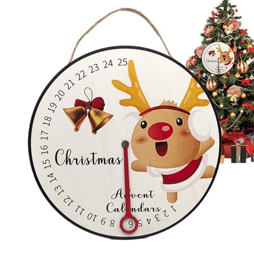 Weihnachts-Countdown-Uhr, Weihnachts-Countdown-Ornament, Advents-Countdown-Kalender-Schild, Holz-Advents-Countdown-Ornament, 30 x 30 cm, Urlaubs-Countdown-Requisiten für Arbeitszimmer und Winterferien von Snsengg