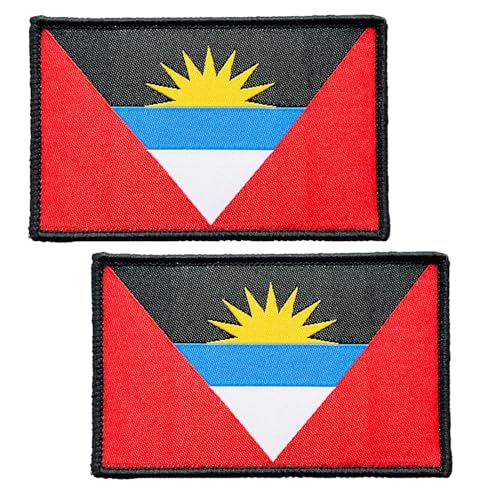 SoKoot Antigua- und Barbuda-Flaggen, bestickt, Antigua- und Barbuda-Flaggen, Antigua- und Barbuda-Flaggen, Militär-taktischer Klettverschluss (2 Stück) von SoKoot