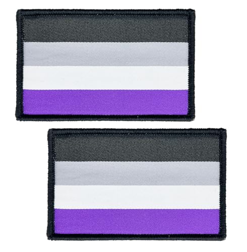 SoKoot Asexuelle Regenbogen-Flaggen, bestickt, Pride, asexuelle Flagge, LGBTQ, Gay-Flaggen, Militär-Flaggen, taktischer Klettverschluss (2 Stück) von SoKoot