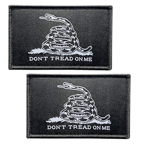 SoKoot Aufnäher mit Aufschrift "Dont Tread On Me", bestickt, Gadsden-Flagge, schwarz, Gadsden-Flaggen, taktischer Klettverschluss, farbige Flicken (2 Stück) von SoKoot