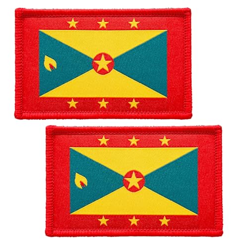 SoKoot Aufnäher mit Grenada-Flaggen, bestickt, Grenada-Flagge, Militär-Flaggen, taktischer Klettverschluss, 2 Stück von SoKoot