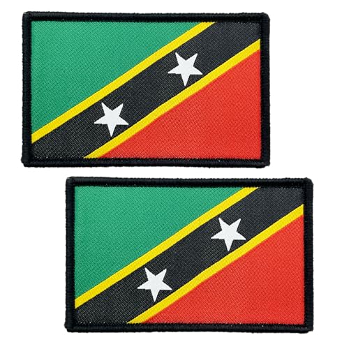 SoKoot Aufnäher mit St. Kitts und Nevis-Flaggen, bestickt, St. Kitts und Nevis, Militär-Flaggen, taktischer Klettverschluss (2 Stück) von SoKoot