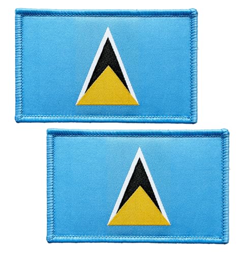 SoKoot Aufnäher mit St. Lucia Flaggen, bestickt, St. Lucia Flaggen, Militär, taktischer Klettverschluss, 2 Stück von SoKoot