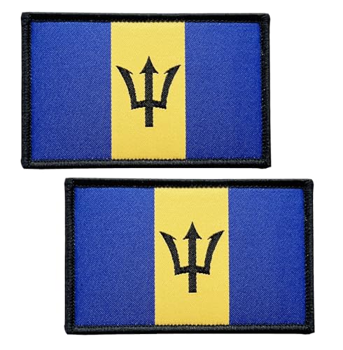 SoKoot Barbados-Flaggen, bestickt, Barbado-Flagge, Barbados-Flaggen, Militär, taktischer Klettverschluss (2 Stück) von SoKoot