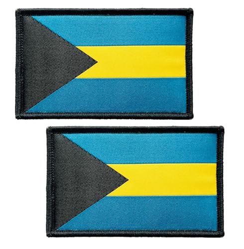 SoKoot Bestickte Aufnäher mit Bahamas-Flaggen, Bahama-Flagge, Militär-Flaggen, taktischer Klettverschluss (2 Stück) von SoKoot