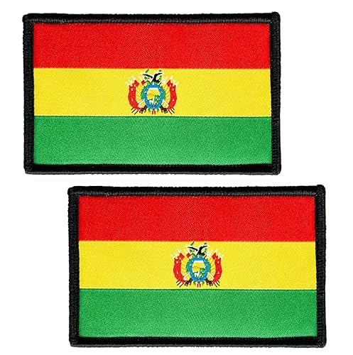 SoKoot Bestickte Aufnäher mit Bolivien-Flaggen, Bolivien-Flaggen, Militär-Flaggen, taktischer Klettverschluss, 2 Stück von SoKoot