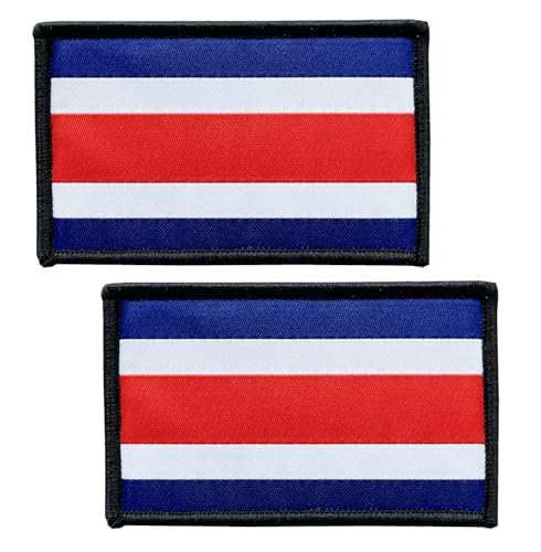 SoKoot Costa Rica-Flaggen, bestickte Aufnäher, Costa-Rica-Flaggen, Militär-Flaggen, taktischer Klettverschluss (2 Stück) von SoKoot