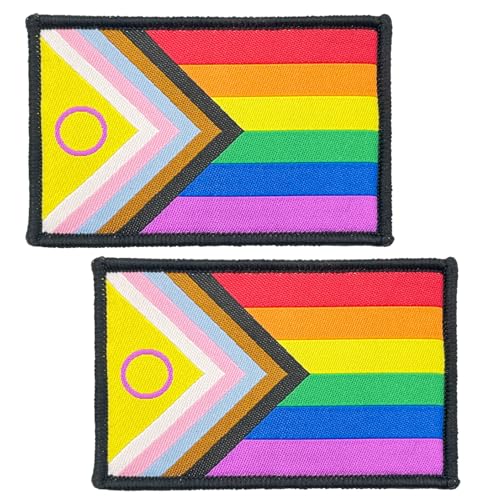 SoKoot Intersex Progress Flags Patches, Regenbogen-Flagge, Militär, taktischer Aufnäher, Gay-LGBTQ-Flaggen, bestickt, 2 Stück von SoKoot