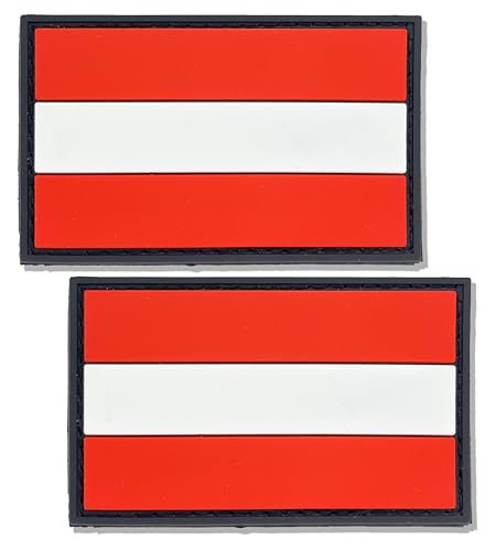 SoKoot Österreich-Flaggen-Patch, Österreich-Flaggen, PVC, Klettverschluss, österreichische Flaggen, Militär, taktischer Patch (2 Stück) von SoKoot