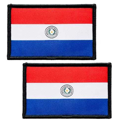 SoKoot Paraguay-Flaggen, bestickt, Paraguayer-Flagge, Paraguay-Flaggen, Militär-Flaggen, taktischer Klettverschluss, 2 Stück von SoKoot