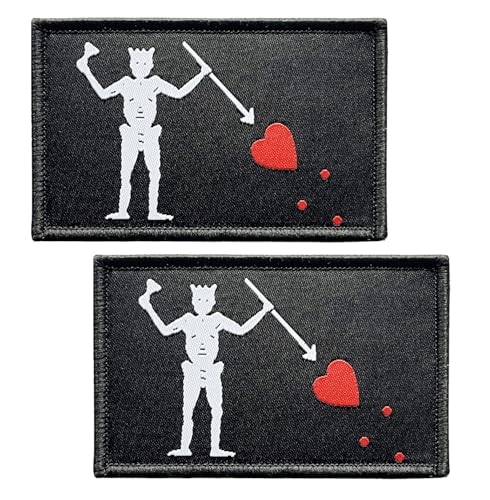 SoKoot Pirate Edward Teach Flags bestickte Flicken Pirat Edward Teach Flag Patch Blackbeard Flags Military Tactical Hook and Loop Fastener Patches (2 Pack) von SoKoot