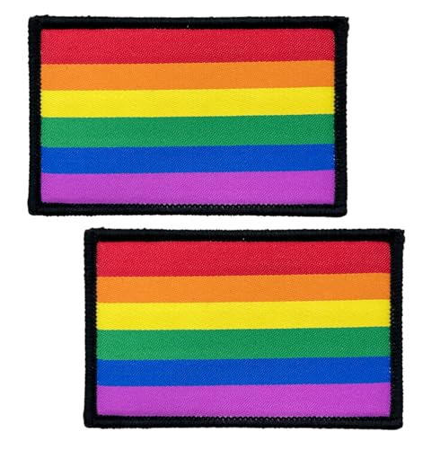 SoKoot Pride Regenbogen-Flaggen, bestickt, Regenbogen-Flagge, Aufnäher, LGBTQ, Gay-Flaggen, Militär, taktischer Klettverschluss (2 Stück) von SoKoot