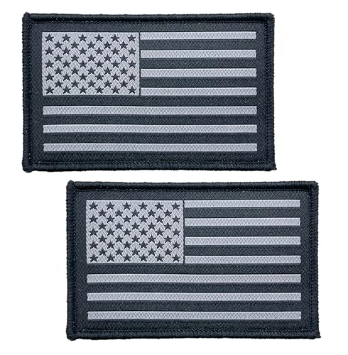 SoKoot Schwarze USA-Flaggen, bestickt, schwarze amerikanische Flagge, schwarze US-Flaggen, taktischer Klettverschluss, farbige Flicken (2 Stück) von SoKoot