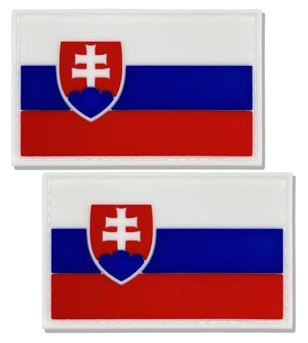 SoKoot Slowakei-Flagge, Slowakei-Flaggen, PVC, Klettverschluss, Slowakische Flaggen, Militär, taktischer Aufnäher (2 Stück) von SoKoot