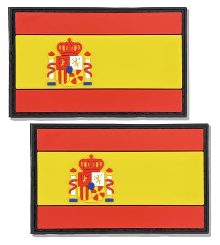 SoKoot Spanien-Flaggen-Patch, Spanien-Flaggen, PVC, Klettverschluss, spanische Flaggen, Militär, taktischer Aufnäher (2 Stück) von SoKoot