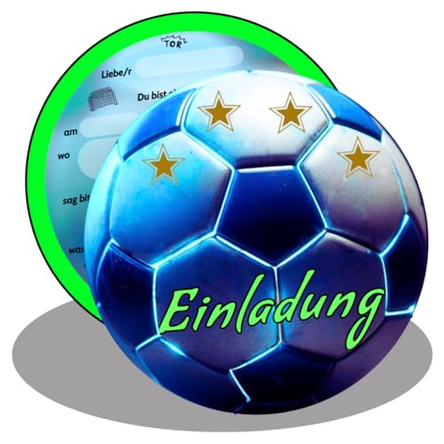 SoSi, 12 Einladungskarten inkl. Kuchenrezept, Kindergeburtstag Fußball, Geburtstag Mädchen und Jungen, Fußballparty, Soccergeburtstag von SoSi