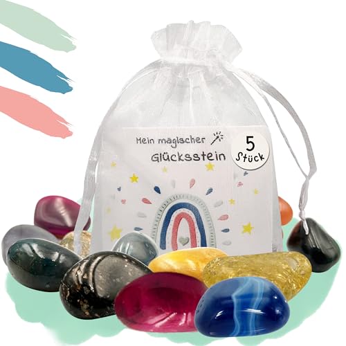 SoSi 5 Glückssteine, 2-3cm, Mitgebselstein, Mitbringsel, Give Away, Glücksbringer, Kindergeburtstag, Gastgeschenk, Kindergarten, Taufe, Kommunion, Einschulung von SoSi