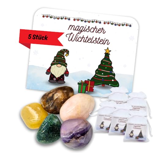 SoSi 5 Wichtelsteine, 2-4cm, Wichtelgeschenk, Wichteltür, Adventskalender, Weihnachtself Mitgebselstein, Mitbringsel, Give away, Glücksbringer, Kindergarten, Schule (5 Wichtelsteine) von SoSi