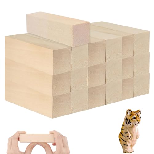 Lindenholz Holzblöcke, Satz mit 20 Holzblöcken, Rechteckiger Block, Schnitzblöcke für Bastelarbeiten, Großer Linde-Schnitzklotz für DIY-Schnitzereien, 10 x 2,5 x 2,5 cm von Soaeixa