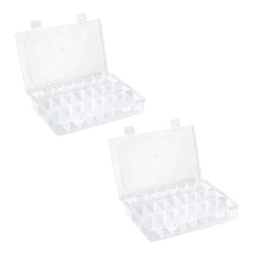 2 Pcs Sortierbox,Sortierboxen Für Kleinteile,24 Raster Setzkasten,Kleinteile Organizer,Kleinteilebox,Schraubenbox Aufbewahrung,Aufbewahrungsbox Mit Fächern,Perlen Foto Loom Bänder Aufbewahrungsbox von Sociaooil