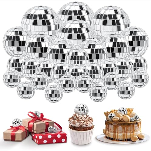 23 Stück Essbare Discokugel Disco Ball Cupcake Toppers, Disco Spiegel Balls Discokugeln Deko für Geburtstag 70er Disco Theme von Socluer