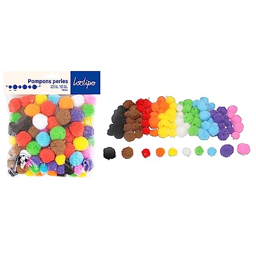 LOOLIPO Perlen Pompons | Regenbogen | 100 Stück Perlen Pompons | Ø 2 | 3 cm | Bastelmaterial | Pompons | Bastelarbeiten | L792919 von Sodertex