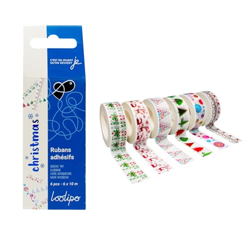 LOOLIPO Klebeband, Weihnachten, 6 Rollen, 15 mm x 10 m, 60 m, Bastelmaterial, Klebeband, Bastelbedarf, Bastelbedarf, L919000 von Sodertex