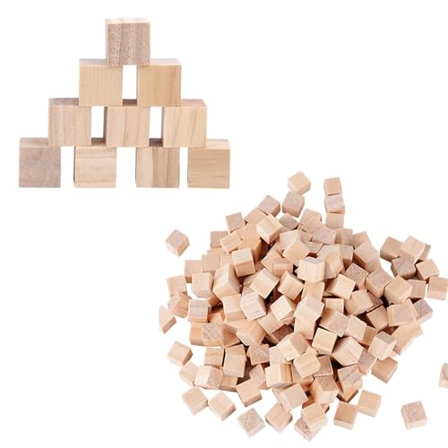 200 Stück Holz Würfel10mm,Holzwürfel Blanko Deko Holz,Basteln Bastelmaterial Holz,Natürliche Holzblöcke Holzrohlinge zum basteln,Holz Quadrat Würfel Natur Deko zum DIY Basteln Malen DIY Handwerk von Sodwes