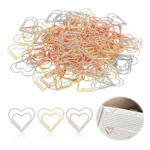 SoeUyd 100 Stück Büroklammern Herz Büroklammern Groß gold Büroklammern Weihnachten Büroklammer Herzförmige büroklammern motiv Liebe Büroklammern Spender Herz Paper Clips Für Dekorative Hochzeiten von SoeUyd