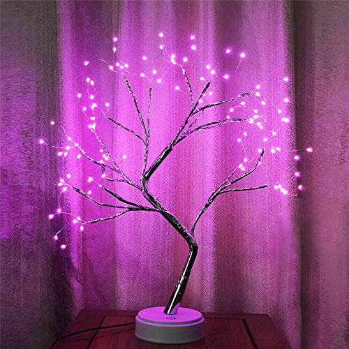 Soekodu Weihnachten Birke Licht, 108 LED Bonsai Baum Lampe Beleuchtete Birke USB oder batteriebetriebener Touch-Schalter Kupferdraht AST Lichter für Zuhause Innendekoration (Rosa) von Soekodu