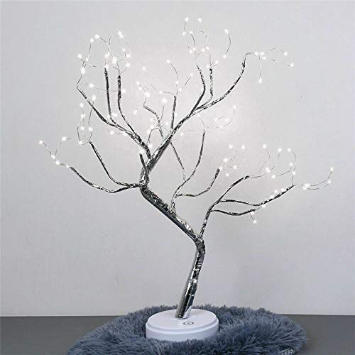 Soekodu Weihnachten Birke Licht, 108 LED Bonsai Baum Lampe Beleuchtete Birke USB oder batteriebetriebener Touch-Schalter Kupferdraht AST Lichter für Zuhause Innendekoration (Weißes Licht) von Soekodu