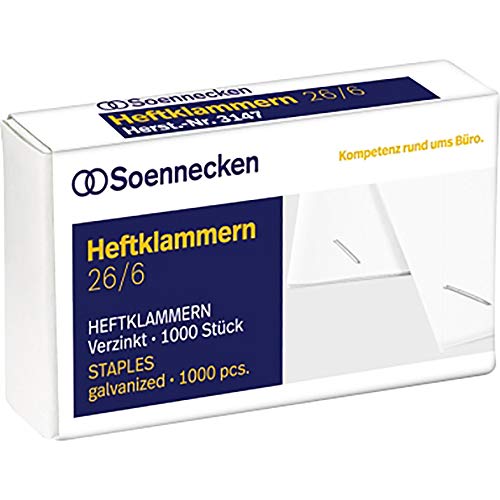 Soennecken Heftklammern 3147 26/6 verzinkt 1.000 St./Pack. von Soennecken