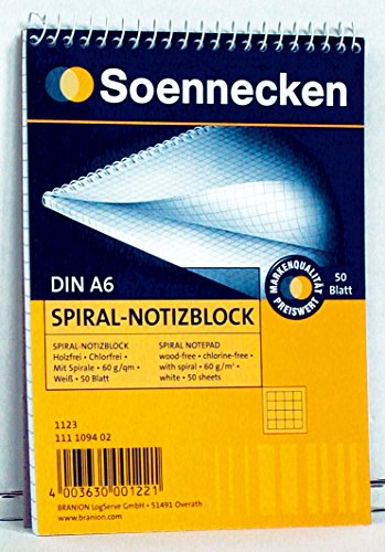 Soennecken Notizblock 1123 DIN A6 60g kariert 50Blatt weiß von Soennecken