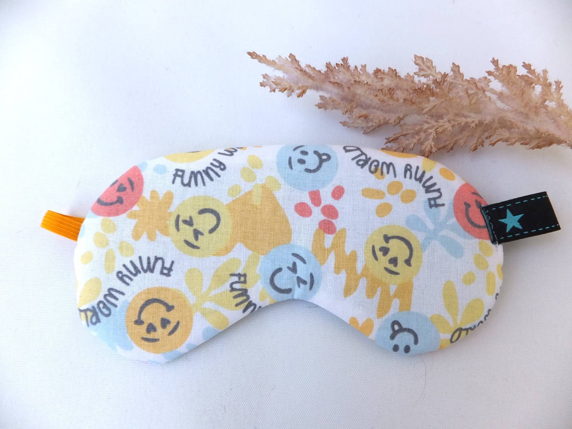 Kinder Schlafmaske Verstellbar, Schlaf Brille Reine Baumwolle, Gesichtsmaske Smile von Sofeinsein